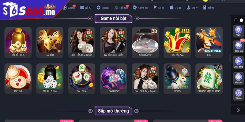 S66 cung cấp đa dạng các sảnh game khác nhau